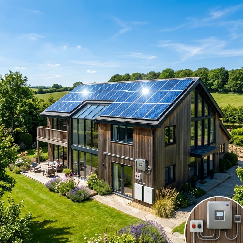 Modern UAE villa with a rooftop solar array